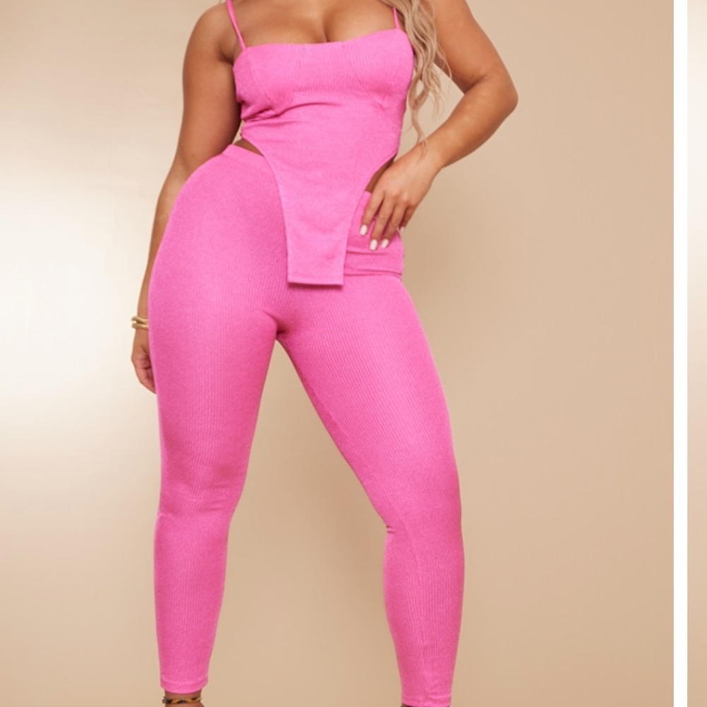 Hot pink Metalic Rib set